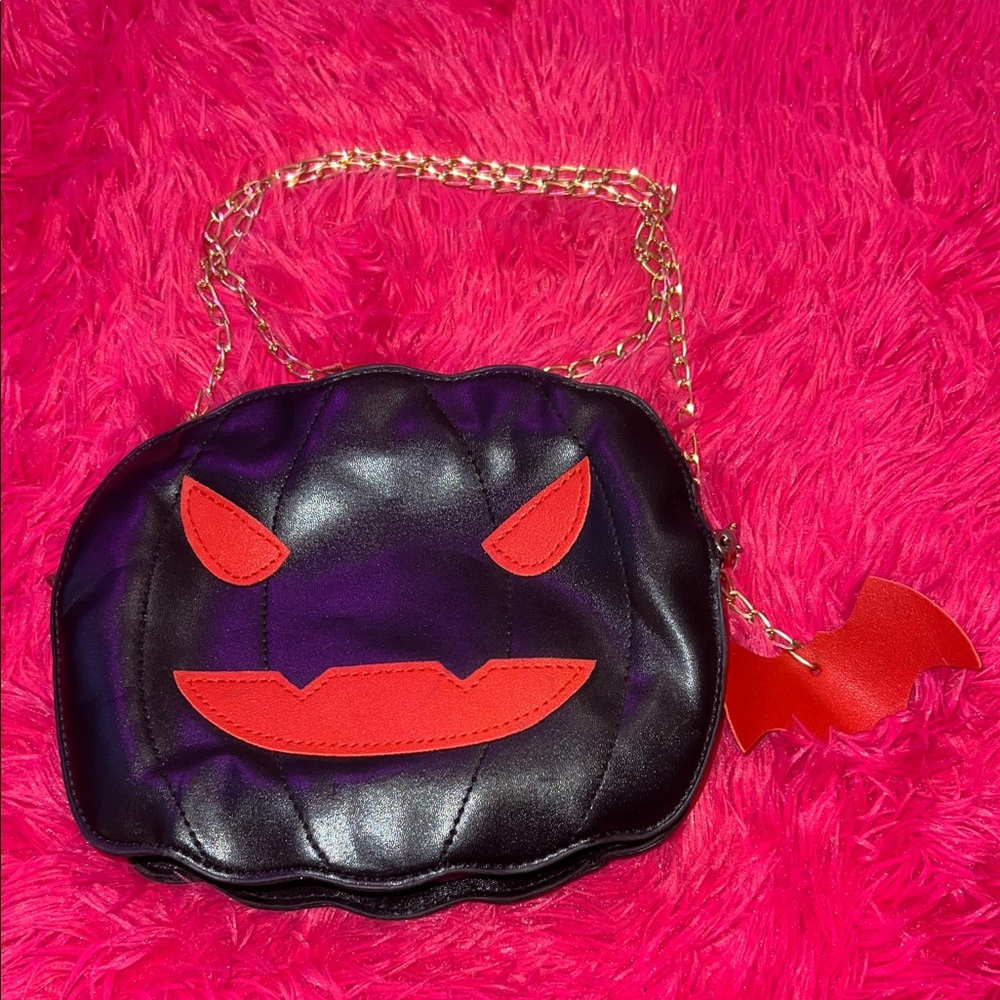 Edgy Black and Red Mini Bag with Chain